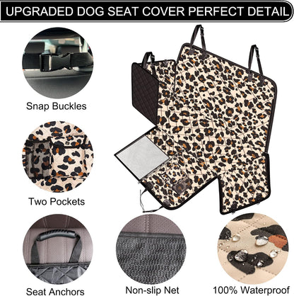 Femuar Dog Car Seat Cover with Storage Pockets Mesh Visual Window, Waterproof Nonslip , Heavy Duty Scratchproof Pet Dog Back Seat Cover Hammock for Cars Trucks and SUVs