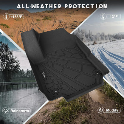KARPAL Floor Mats for 2007-2013 Chevy Silverado & GMC Sierra 1500 Crew Cab / 2007-2014 2500/3500 HD(Footwell Coverage), All-Weather TPE Custom Fit Floor Liners Car Accessories