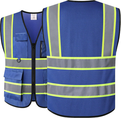 Safety Vest for Men Women Hi Vis Vest with Pockets Mesh High Visibility Vests Meets ANSI/ISEA Standards