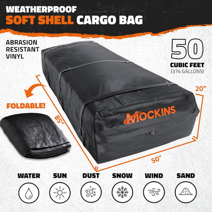 Mockins 35 Cu Ft XL All-Weather Car Rooftop Cargo Carrier Bag 80"x40"x19" | Vehicle Soft-Shell Carriers for Vehicles With or Without Roof Racks | Secure Luggage Bag for Car Roof Storage & Accessories