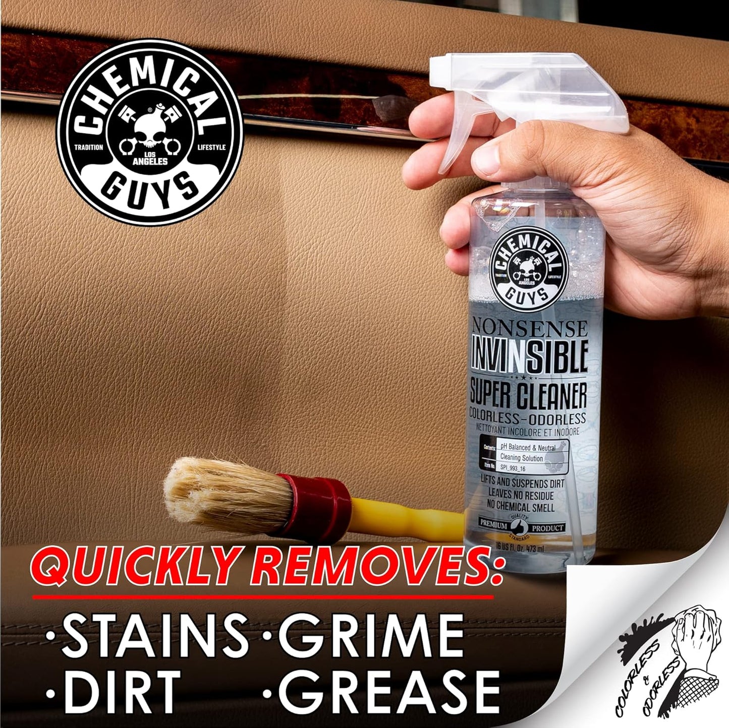 Chemical Guys Nonsense, Odorless Cleaner For Car Interior and Exterior All Purpose Cleaning Spray for Vinyl, Rubber, Plastic, Carpet, Upholstery, and Engine Bays Foaming Deep Cleaning Formula 16 oz
