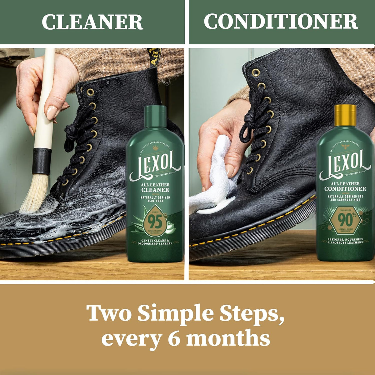 Lexol All Leather Cleaner, Naturally Derived Leather Care Cleaner with Aloe Vera, Great for Car Interiors, Boots, Furniture, Bags, Jackets and More, 16.9 fl oz