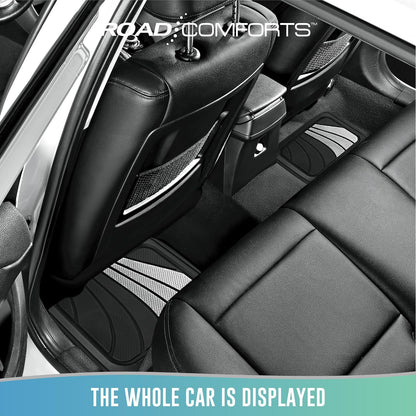 Road Comforts Car Floor Mats Full Set – Front & Rear Car Floor Mats with Aluminum Design, Anti-Slip Backing, All-Weather Protection, Trim-to-Fit Car Mats for Most Sedans, SUVs & Vans -All Pink