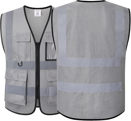 Safety Vest for Men Women Hi Vis Vest with Pockets Mesh High Visibility Vests Meets ANSI/ISEA Standards