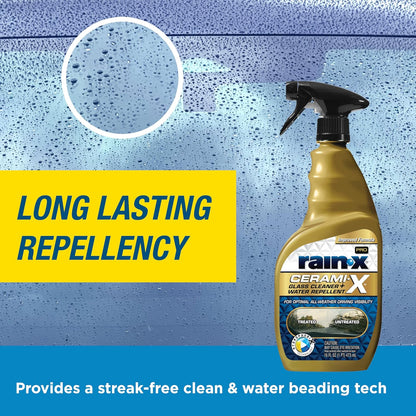 Rain-X 630177SRP Cerami-X Glass Cleaner + Water Repellent, 23oz - Cleaning Effectively While Remaining Streak Free, Protecting Against Contaminants and Stains