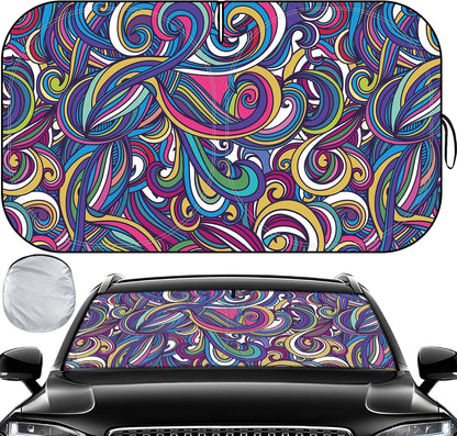 Iridescent Sun Shade for Car Windshield, Foldable Universal Car Windshield Upgrade Sunshade Enhanced UV Rays Reflective Sun Visor Shade Keeps Vehicle Cool