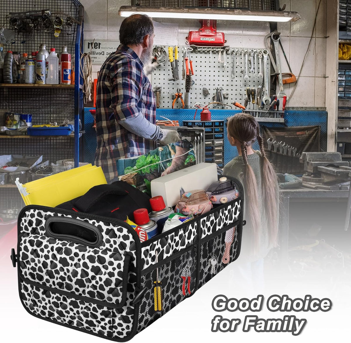 Deosk Car Trunk Organizer for SUV, Car Organizers and Storage with Reinforced Handles, Car Accessories for Women/Men 50LWaterproof Polyester Trunk Organizer, Black