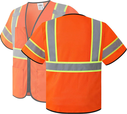 JKSafety Safety Vest for men women Hi Vis Vest with Pockets and Zipper High Visibility Meet ANSI Standard（BX310