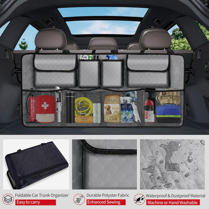 Car Trunk Organizer and Storage, Large Capacity Backseat Hanging Storage Accessories, Backseat Car Organizer for SUV/MPV/Truck (Black)