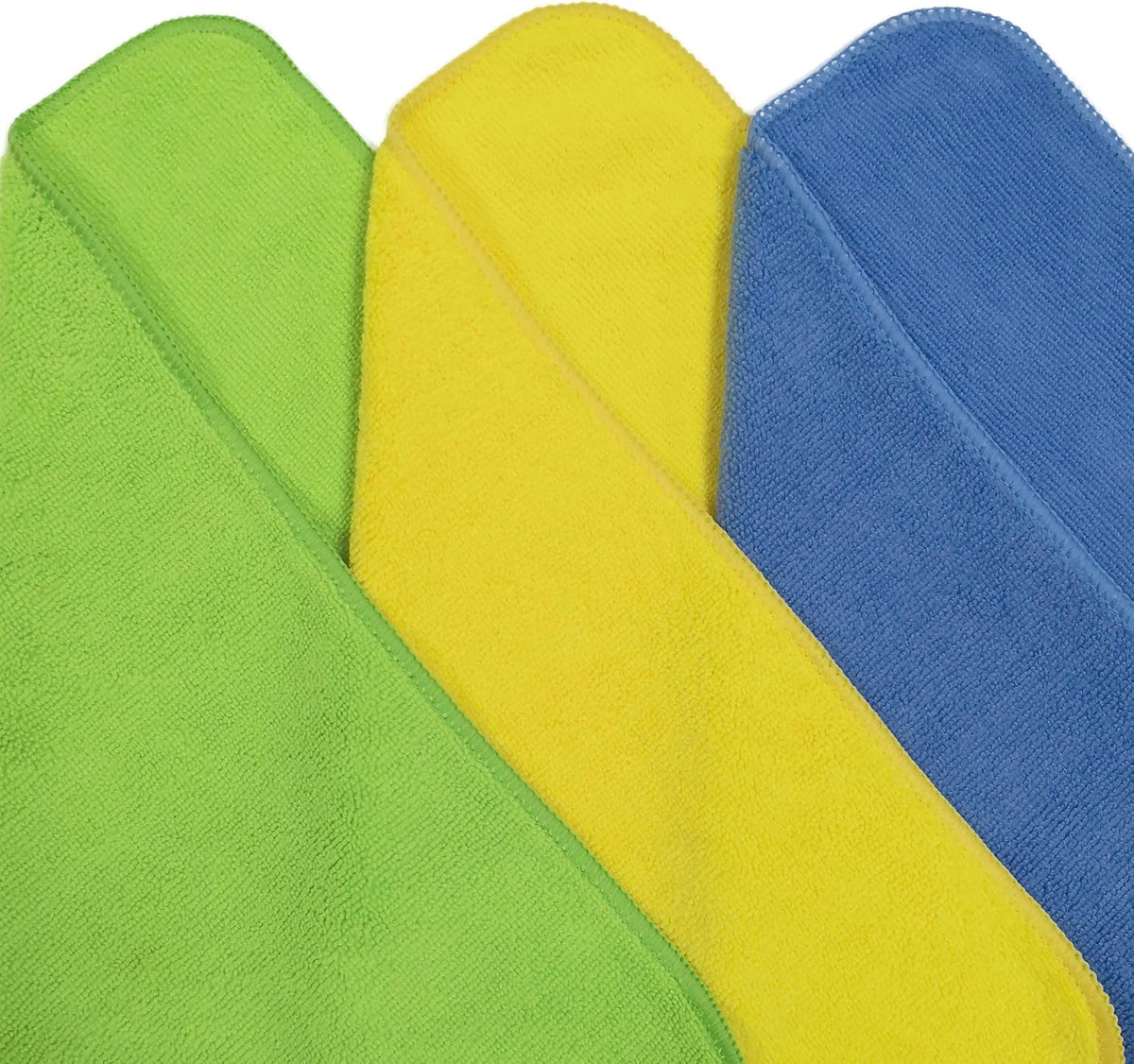 POLYTE Premium Microfiber Cleaning Towel,16x16 in 36 Pack (Blue,Gray,Yellow)