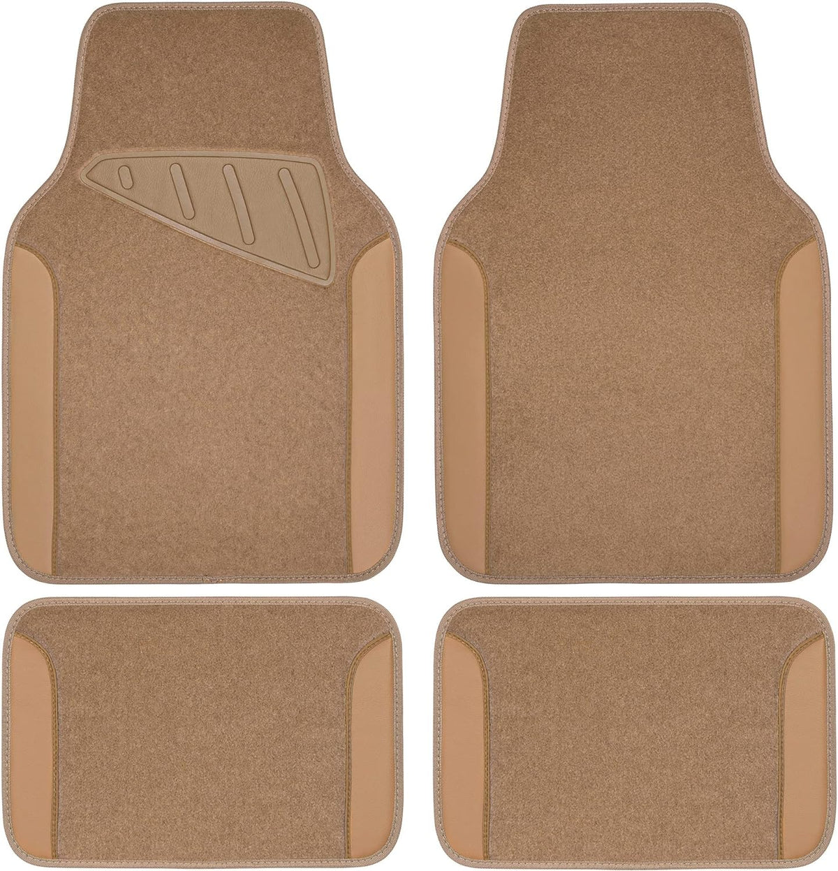 CAR PASS Waterproof Universal Fit Car Floor Mats, Faux Leather Car Carpet Mats, Black Car Mats with Anti-Slip Nibbs Backing & Driver Heel Pad Fit for SUV,Vans,sedans, Trucks,Set of 4pcs(All Black)