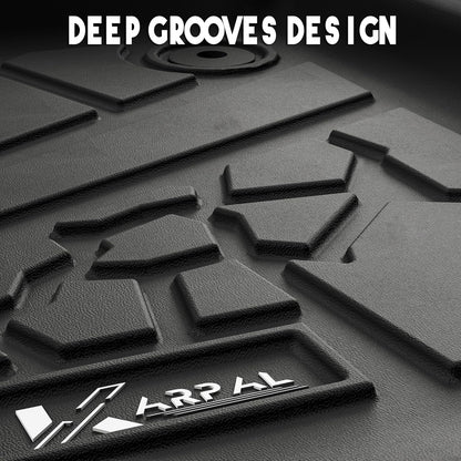 KARPAL Floor Mats for 2007-2013 Chevy Silverado & GMC Sierra 1500 Crew Cab / 2007-2014 2500/3500 HD(Footwell Coverage), All-Weather TPE Custom Fit Floor Liners Car Accessories