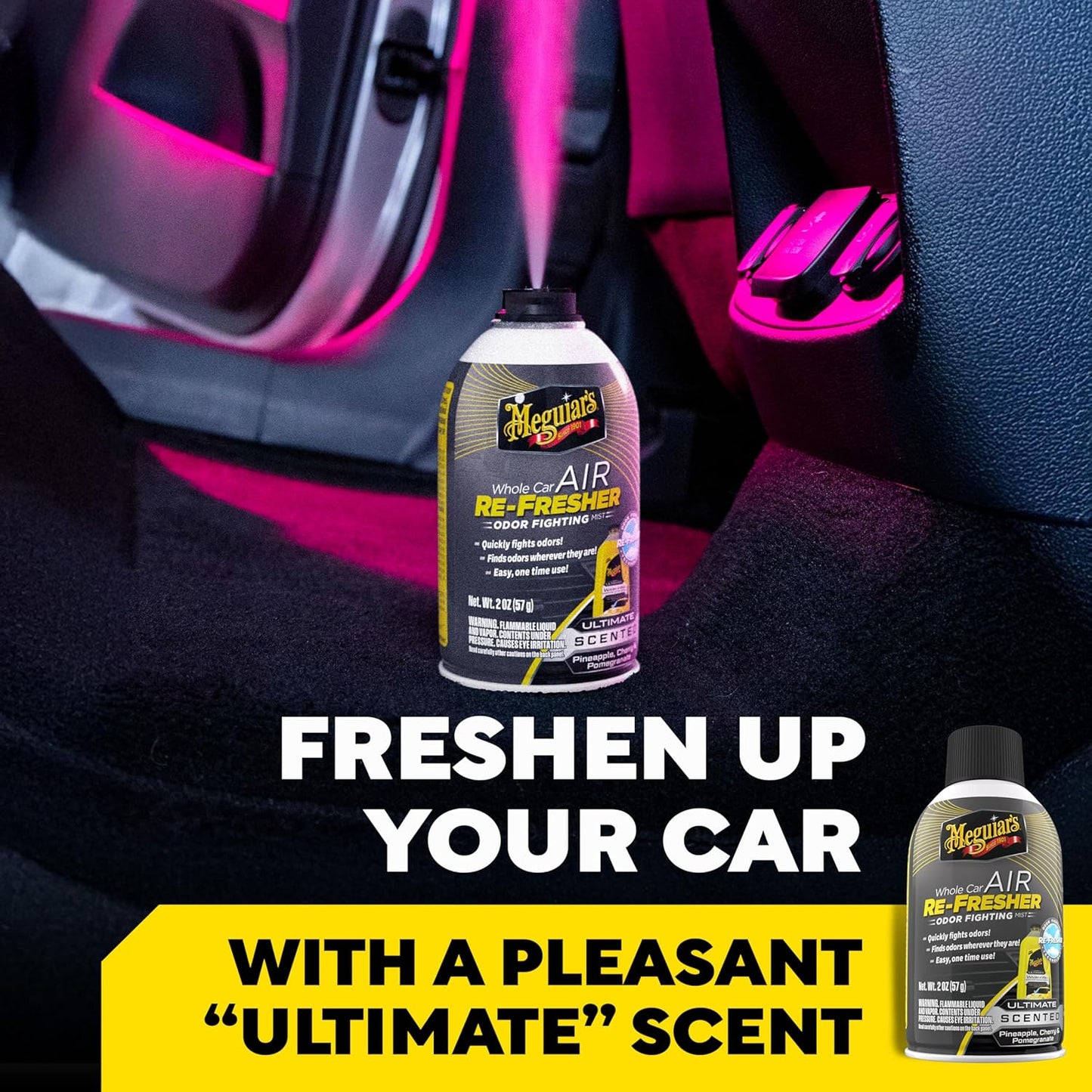 Meguiar’s Whole Car Air Refresher Odor Eliminator, Summer Breeze, 2 Oz— Car Air Freshener For Commuters, Detailers; Mist Refreshes Cabin For Sedan, Suv, Truck, Van