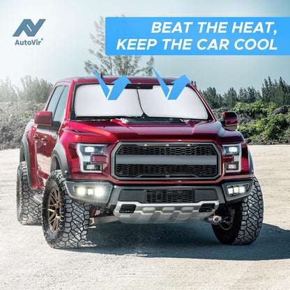 Autovir Car Windshield Sun Shade Foldable | Front Windshield Shade for Sun, Heat and UV Rays | Sunshade for Car Front Window and Interior Sun Protection | Medium (28 x 31 inches)