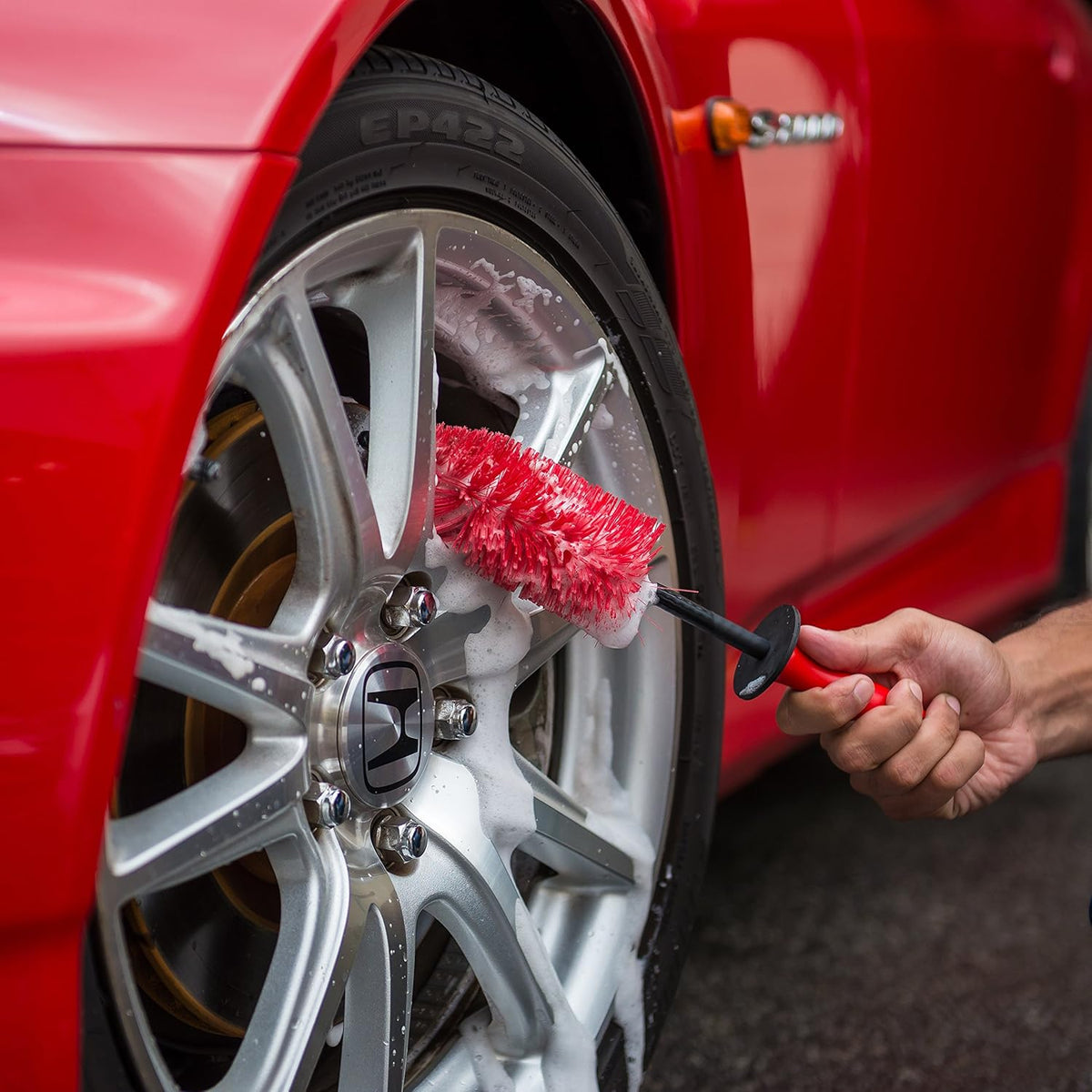Chemical Guys Red Rocket Detailing Brush - Flexible Long-Reach Wheel and Rim Cleaning Tool for Cars, Trucks, SUVs, Motorcycles, and RVs - Safely Cleans Tight Spaces, Spokes, and Crevices
