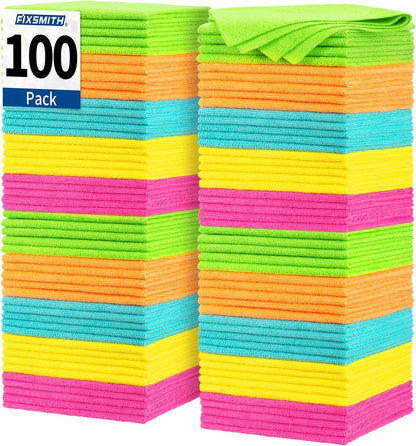 FIXSMITH Shop Towels, Pack of 200, Grey Microfiber Cleaning Cloth Bulk, Microfiber Towels for Cars, All-Purpose Absorbent Cleaning Rags, Dust Cloth for Automotive, Mechanic, Garage, 11.5 x 11.5 inch
