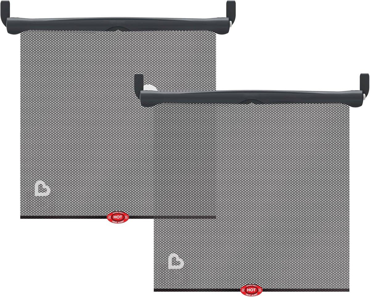 Munchkin Brica Sun Safety Car Window Shade with Heat Alert, Helps Block UVA/UVB Rays, 2 Pack, Black