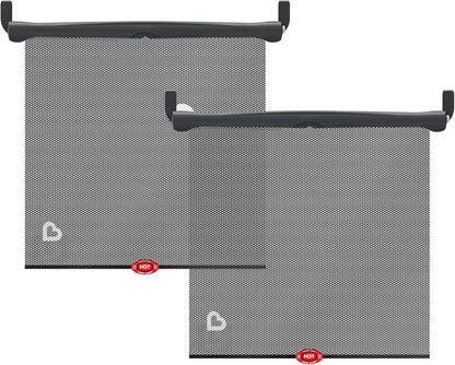 Munchkin Brica Sun Safety Car Window Shade with Heat Alert, Helps Block UVA/UVB Rays, 2 Pack, Black