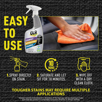 CLR Brands Automotive Carpet, Upholstery & Fabric Cleaner, 22 oz. Spray Bottle, Fast-Acting Stain Remover, Cleans Mud, Coffee, Ink, Blood and More, Automotive Carpet and Upholstery Cleaner