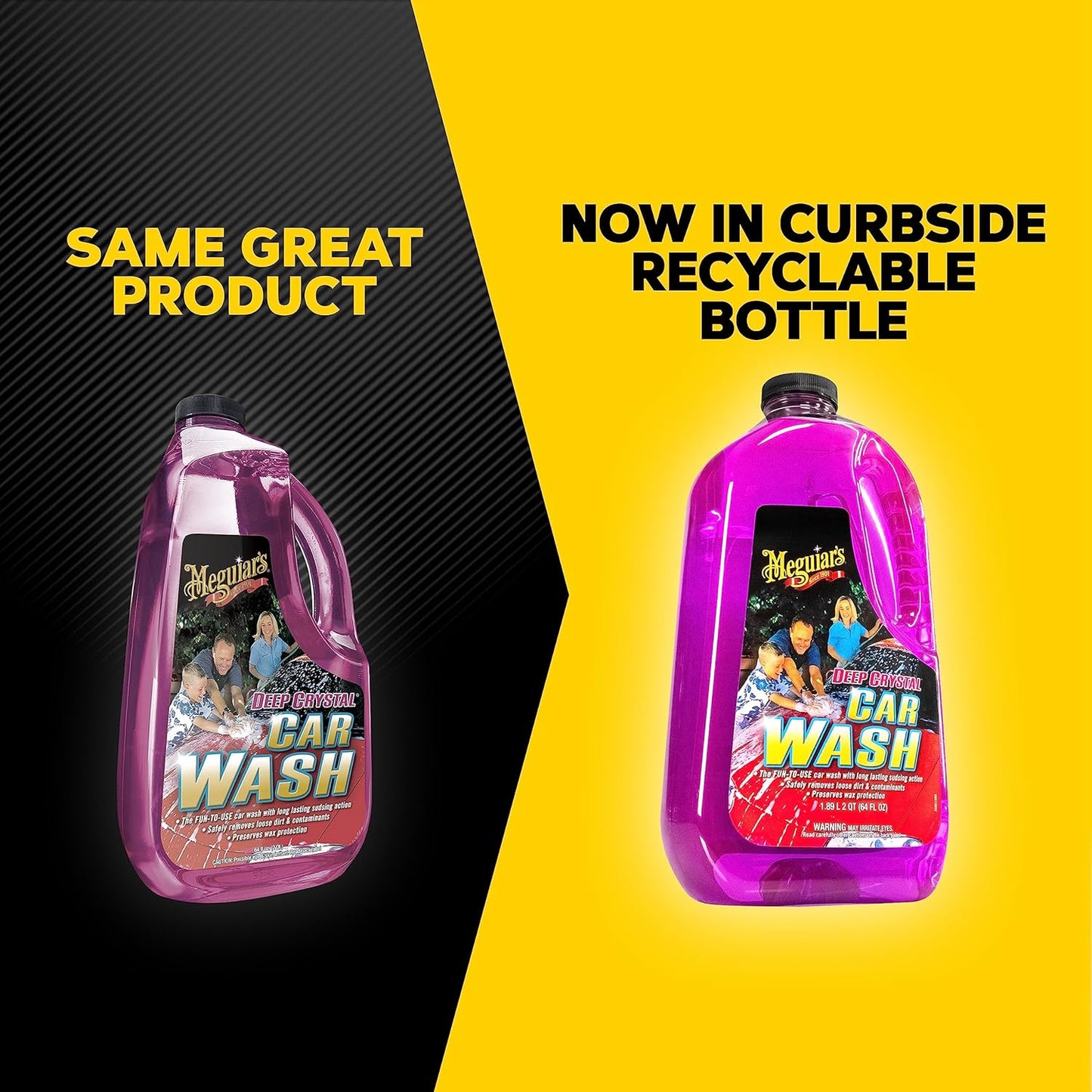 Meguiar's Deep Crystal Car Wash - Car Wash Shampoo that Cleans Paint, Enhances Gloss, and Preserves Wax Protection, pH Balanced Car Wash Soap with Excellent Foaming Action, 64 Oz