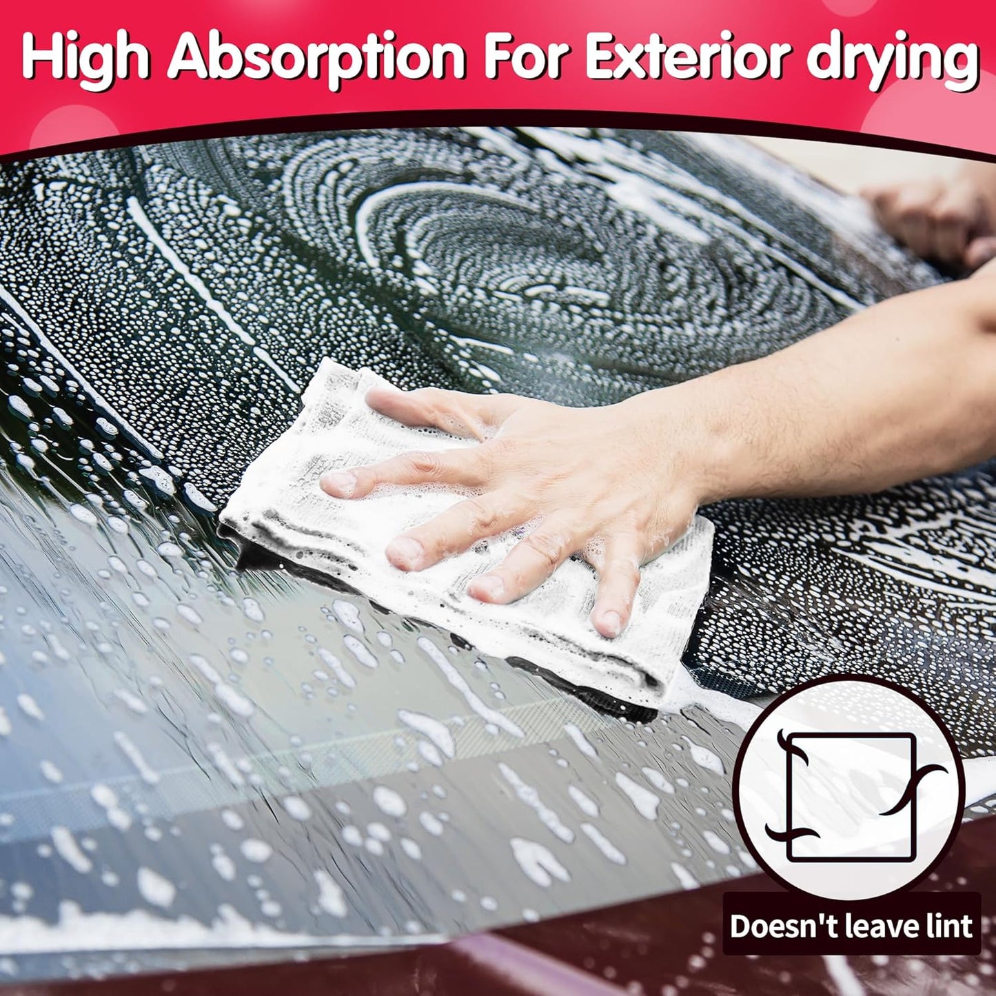 FIXSMITH Microfiber Cleaning Cloth - Pack of 50, Microfiber Towels for Cars 16 x 12 in, Highly Absorbent Cleaning Rags, Lint-Free, Streak-Free Cleaning Cloths for Car Kitchen Home Office