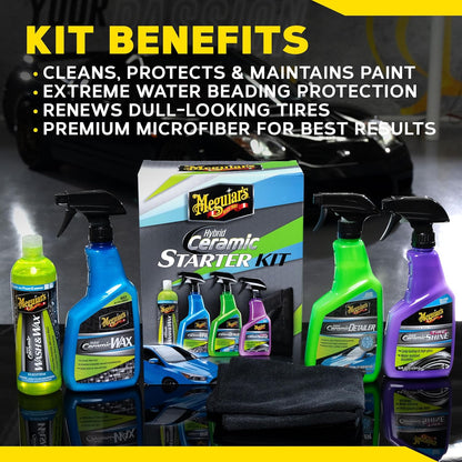 Meguiar's Ultimate Ceramic Coating Kit - Premium Kit for Cars Delivers Ultra-Durable Ceramic Protection with High Water Beading Action, Increased Gloss and Slickness, and Premium Microfiber Towels