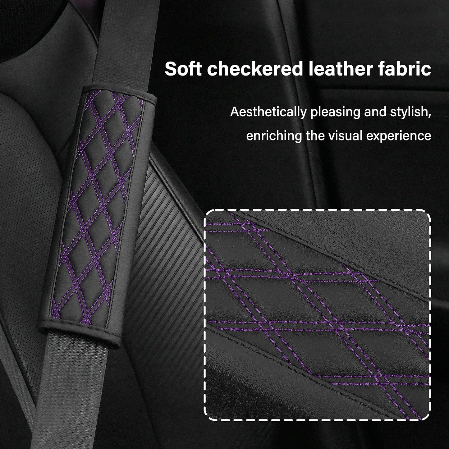 2PCS Car Seat Belt Cover Pads,Leather Seatbelt Covers Protect Shoulder and Neck Car Accessories Interior,Universal Car Seat Strap Pads Car Decorations for Most Cars Trucks (Black/Red)