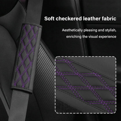 2PCS Car Seat Belt Cover Pads,Leather Seatbelt Covers Protect Shoulder and Neck Car Accessories Interior,Universal Car Seat Strap Pads Car Decorations for Most Cars Trucks (Black/Red)