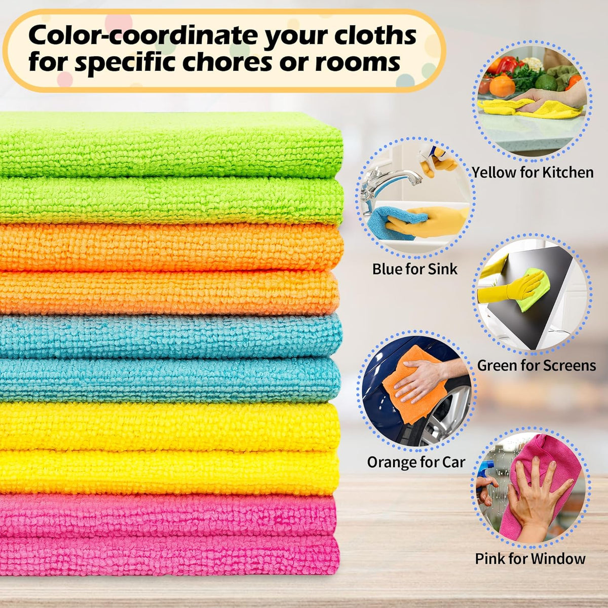 FIXSMITH Microfiber Cleaning Cloth - Pack of 50, Microfiber Towels for Cars 16 x 12 in, Highly Absorbent Cleaning Rags, Lint-Free, Streak-Free Cleaning Cloths for Car Kitchen Home Office