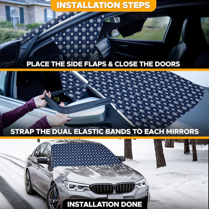EcoNour Windshield Cover for Ice and Snow - Universal Fit for Car, SUV, Truck, Heavy Duty 600D Oxford Fabric Frost Protector for Ice & Sleet, Includes Anti-Theft Straps, Medium (69"x42")