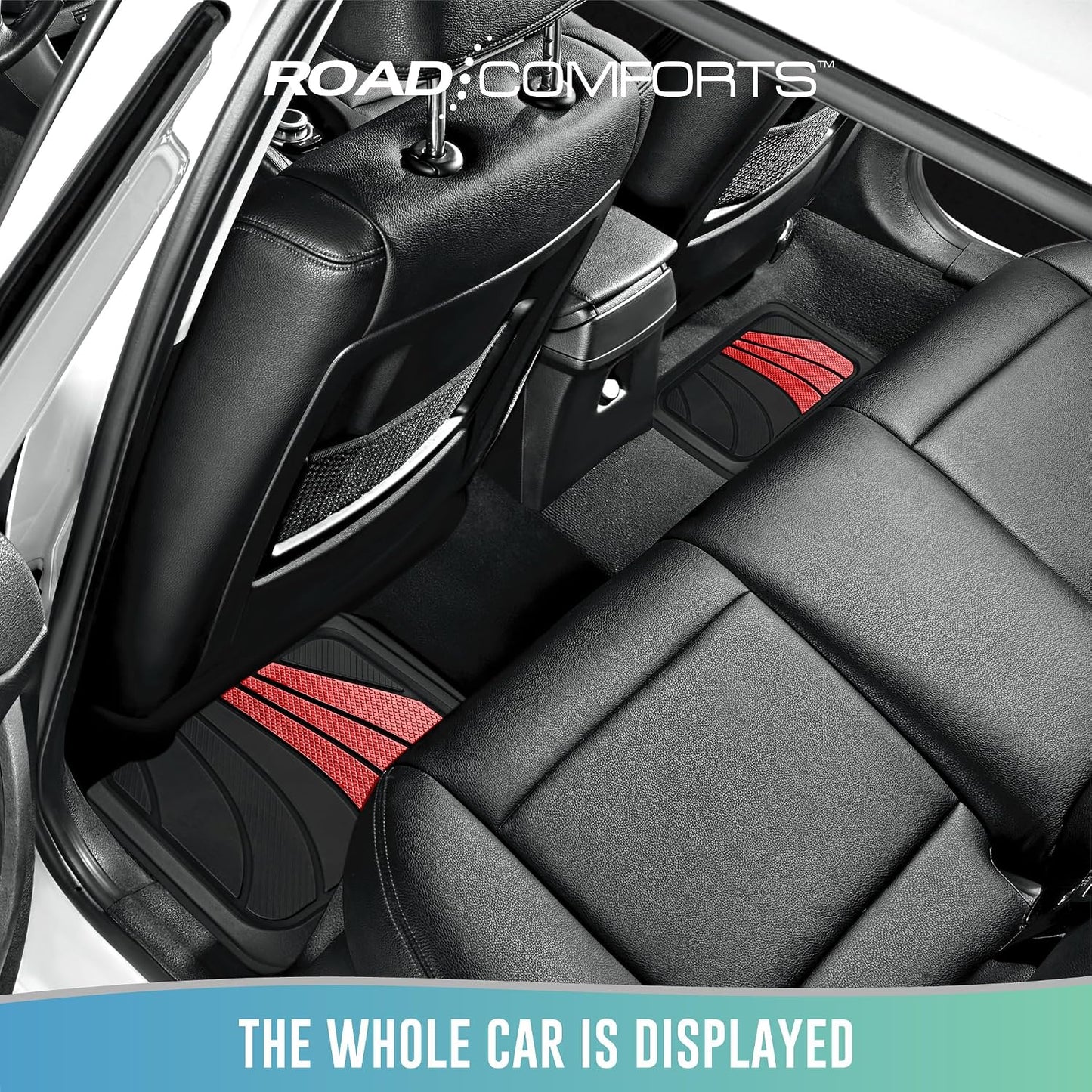 Road Comforts Car Floor Mats Full Set – Front & Rear Car Floor Mats with Aluminum Design, Anti-Slip Backing, All-Weather Protection, Trim-to-Fit Car Mats for Most Sedans, SUVs & Vans -All Pink