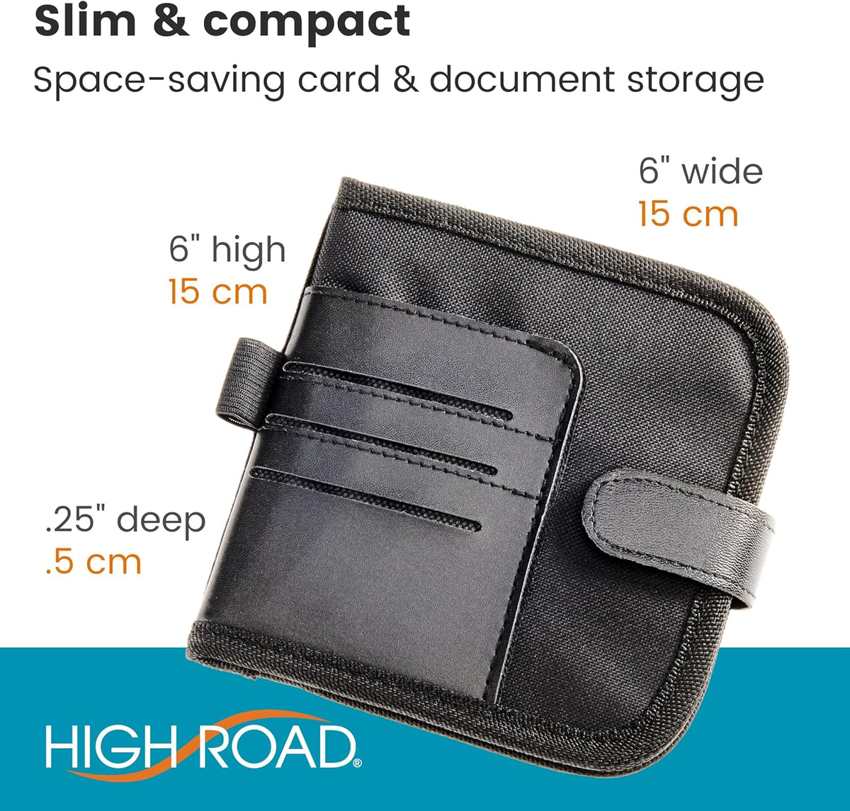 High Road Car Visor Organizer and Registration and Insurance Card Holder with Clear Document Pockets and 3 Card Holders - Vehicle Document Holder for Visor, Glove Box or Console