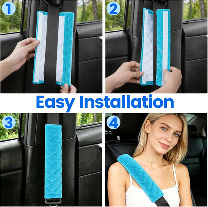 Amooca Soft Auto Seat Belt Cover Seatbelt Shoulder Pad 2 PCS for a More Comfortable Driving Compatible with All Cars and Backpack Black