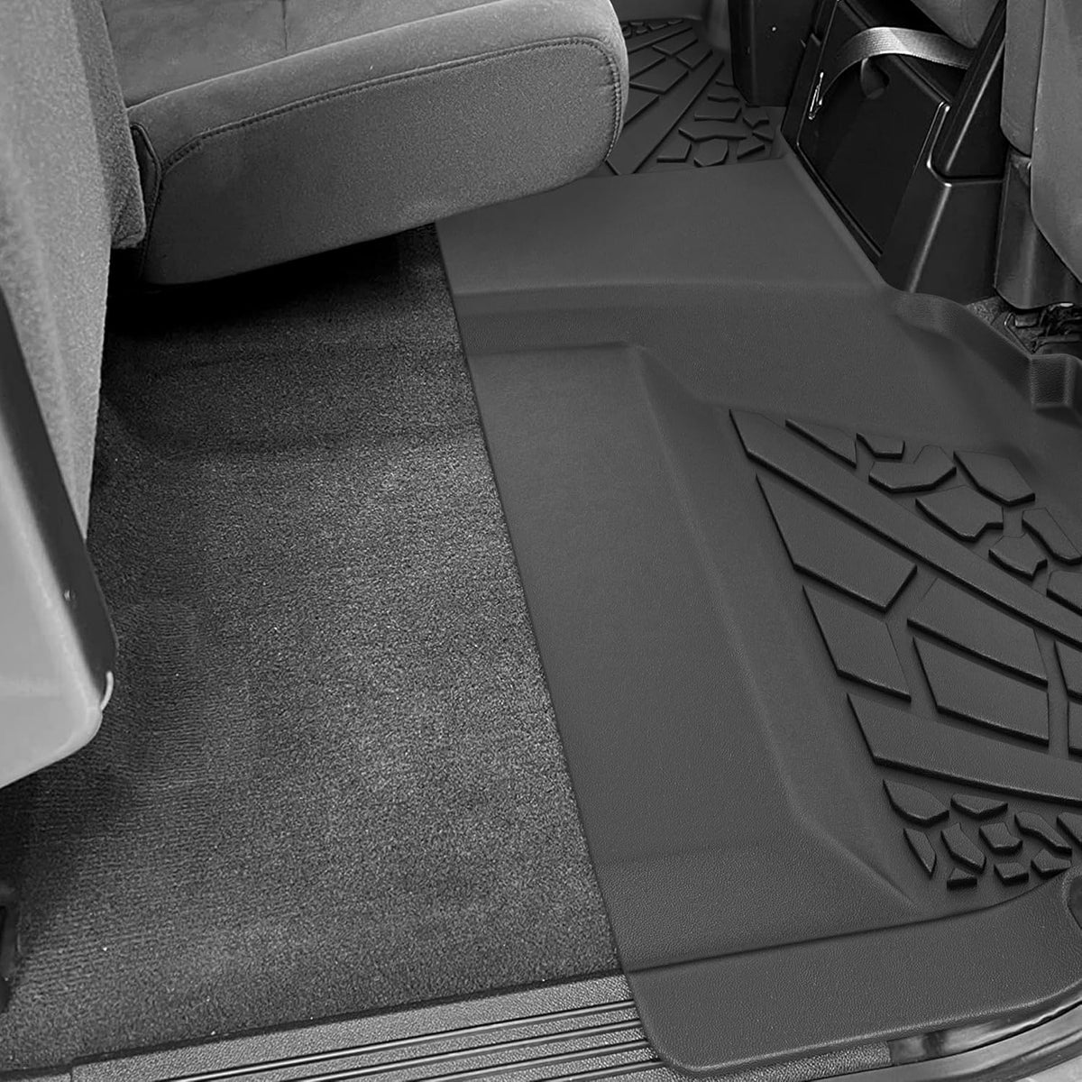 KARPAL Floor Mats for 2007-2013 Chevy Silverado & GMC Sierra 1500 Crew Cab / 2007-2014 2500/3500 HD(Footwell Coverage), All-Weather TPE Custom Fit Floor Liners Car Accessories