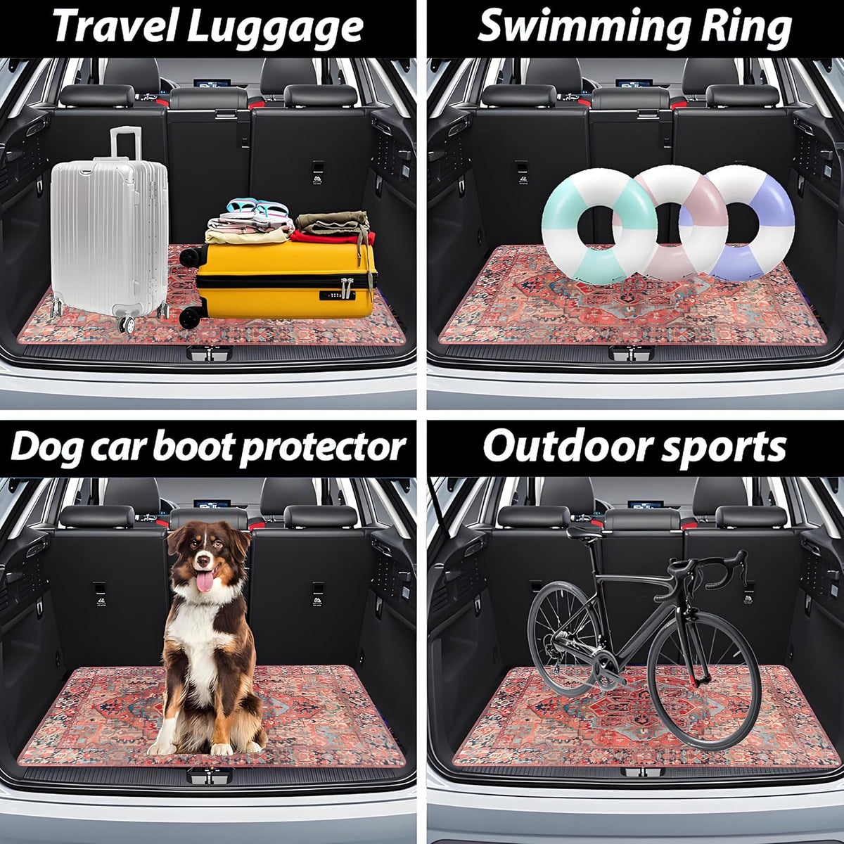 Universal Car Trunk Mat 29" x 39",Purple Colorful Flowers All Weather Trunk Protection Cargo Liner, Durable Cargo Mat Rear Trunk Liner,Stylish Vehicle Interior Accessories Suitable for Most Car Models