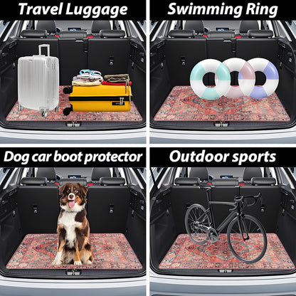 Universal Car Trunk Mat 29" x 39",Purple Colorful Flowers All Weather Trunk Protection Cargo Liner, Durable Cargo Mat Rear Trunk Liner,Stylish Vehicle Interior Accessories Suitable for Most Car Models