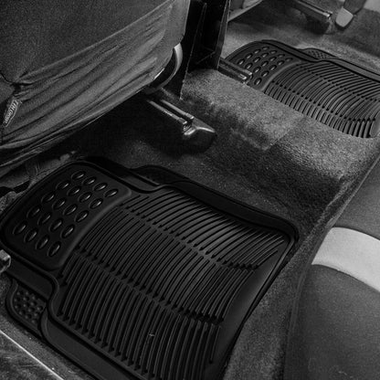 FH Group Automotive Floor Mats Solid ClimaProof for all weather protection Universal Fit Trimmable Heavy Duty fits most Cars, SUVs, and Trucks, 3pc Full Set Black