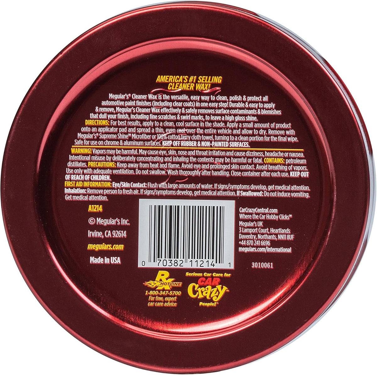 Meguiar's Cleaner Wax, Easy-to-Use Paste Wax that Removes Light Defects, Protects Single Stage Paint/Clear Coat, and Leaves a Glossy Shine in One Step, 11 Oz