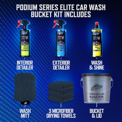 Armor All Podium Series Elite 9‑Piece Car Detailing Kit - Car Cleaning Kit with Bucket, Car Wash, Detailer Sprays, Wash Mitt & Microfiber Towels, Car Gift, Developed with Oracle Red Bull Racing