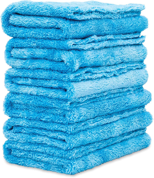 Griot's Garage Microfiber Plush Edgeless Towels, for Car Cleaning, Detailing and Polishing, Scratch-Free, 16” x 16”, Set of 6, 14901