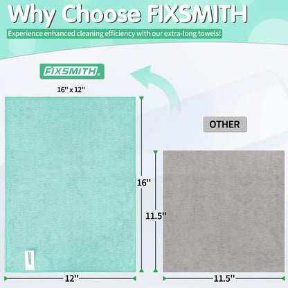 FIXSMITH Microfiber Cleaning Cloth - Pack of 50, Microfiber Towels for Cars 16 x 12 in, Highly Absorbent Cleaning Rags, Lint-Free, Streak-Free Cleaning Cloths for Car Kitchen Home Office