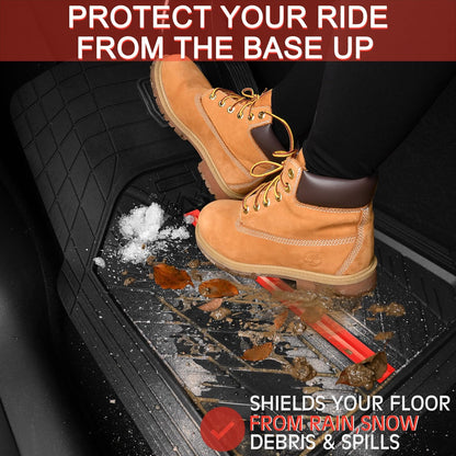 CAR PASS Heavy Rubber Car Floor Mats, Deep Waterproof Car Mats All Weather, Universal Trim-to Fit Automotive Floor Mats for Car SUV Truck Van, Durable Floor Liners Solid Black