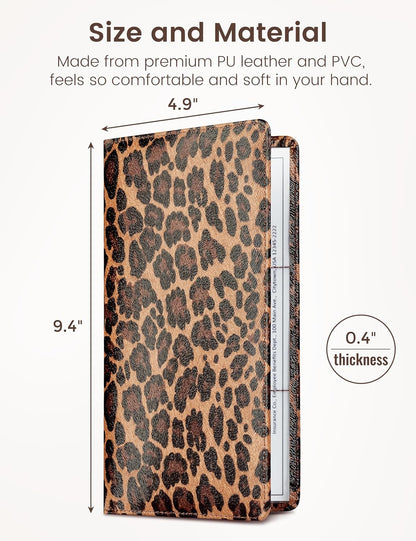 Yarnic Leopard Car Registration and Insurance Holder, Car Document Holder with Magnetic Closure, Car Organizer Vehicle Glove Box Compartment Organizer, Car wallet Case for Teens Men Women