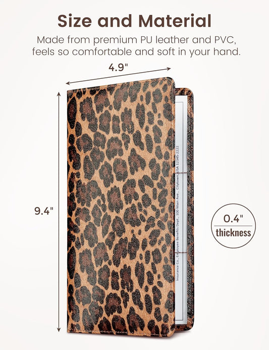 Yarnic Leopard Car Registration and Insurance Holder, Car Document Holder with Magnetic Closure, Car Organizer Vehicle Glove Box Compartment Organizer, Car wallet Case for Teens Men Women