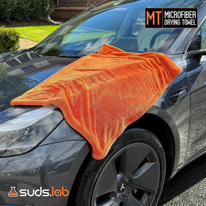 Suds Lab Large Microfiber Drying Towel (24 in x 35 in) Car Exterior Cleaning and Detailing Cloth, Safe On Plastic Trim, Glass, Carbon Fiber, Paint