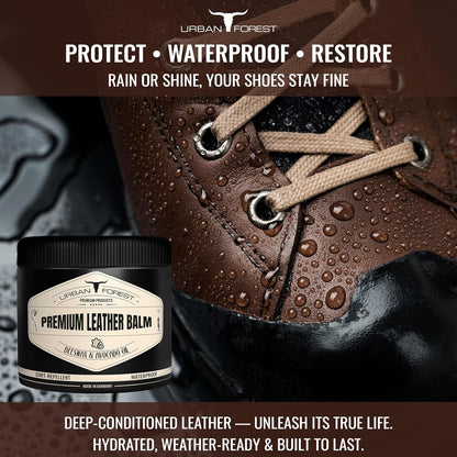 URBAN FOREST Leather Care Conditioner incl. natural Beeswax & Avocado Oil 16.9 fl oz, Heavy Duty Scratch Repair Balm - Preservative for Dry Cracked Furniture, Car Seats, Saddles, Boots Made in Germany