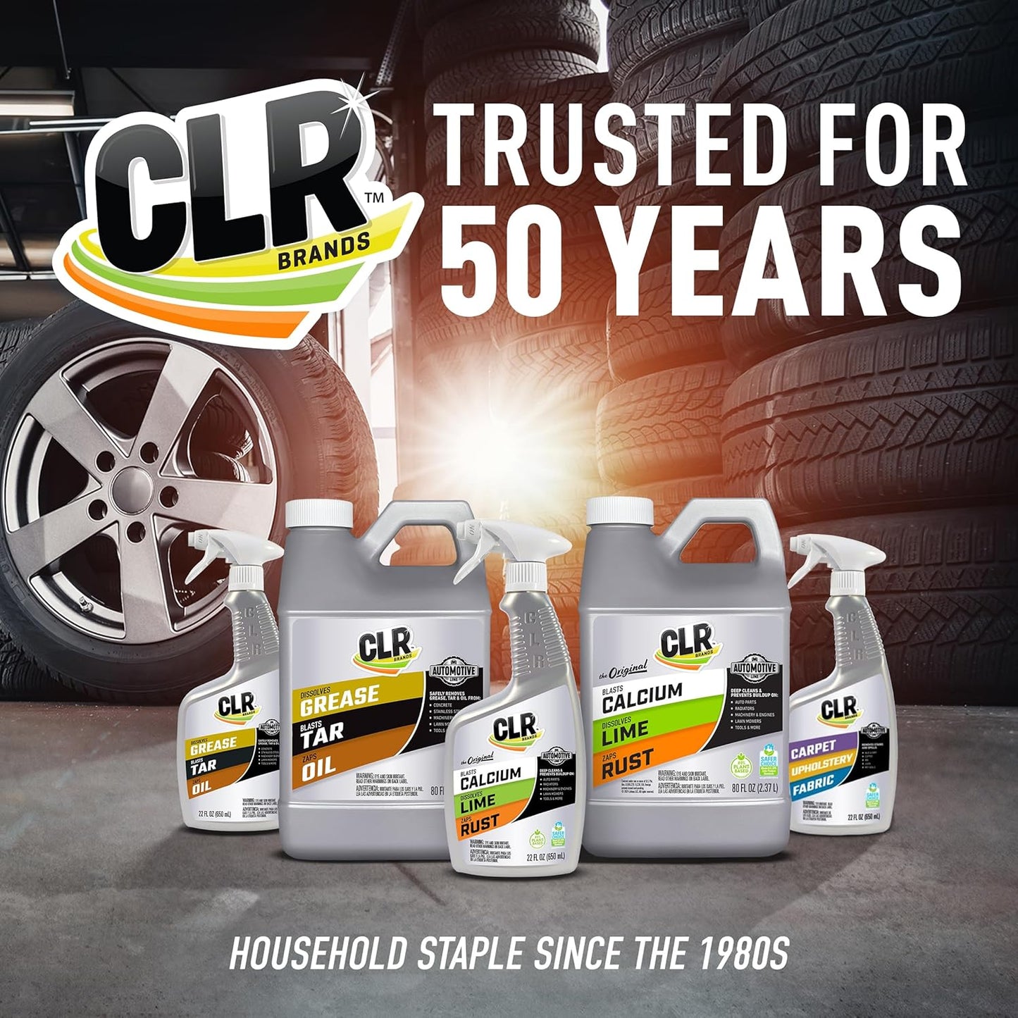 CLR Brands Automotive Grease, Tar & Oil Remover, 22 oz. Spray Bottle, Non-Abrasive, Dissolves Grease, Blasts Tar, Zaps Oil from Garage Floors and Machinery
