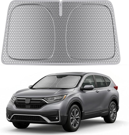 helloleiboo Graphene Car Windshield Sun Shade Car Sun Shade for Windshield with Heat Absorption Coating Foldable Design with UV Protection to Keep Your Car Interior Cooler Silver (X-Large-61 × 34 in)