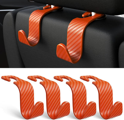 Amooca 4-Pack Car Headrest Hooks Vehicle Storage Organizer for Purses Handbags Groceries Backpack Coats –Holds 55lbs 360° Rotating Black