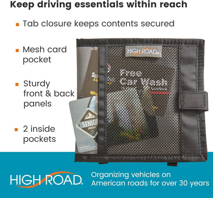 High Road Car Registration and Insurance Card Holder for Sun Visor, Glove Box or Console with 2 Clear Hidden Car Document Pockets